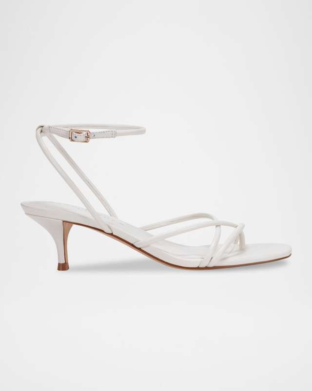 Ballen Tubular Leather Kitten Ankle-Strap Sandals
